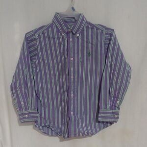 Polo by Ralph Lauren Purple and Green Striped Button Down Shirt